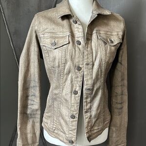 7 For All Mankind denim jacket M Black denim with Gold overlay Slim fit EUC